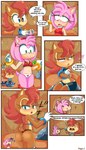 2017 4:7 absurd_res accessory amy_rose anthro archie_comics blush bodily_fluids breasts brown_body brown_fur butt chipmunk cleavage clothed clothing comic dialogue digital_media_(artwork) duo_focus english_text eulipotyphlan female female/female food front-print_panties fruit fur green_eyes ground_squirrel group hair hair_accessory hairband heart_clothing heart_panties heart_print heart_print_panties heart_print_underwear heart_symbol heart_underwear hedgehog hi_res japanese_text mammal navel panties pink_hair plant question_mark red_hair rodent sally_acorn sciurid sega sitting sonic_the_hedgehog_(archie) sonic_the_hedgehog_(comics) sonic_the_hedgehog_(series) standing sweat tails_doll tenshigarden text thong underwear underwear_only undressing white_clothing white_panties white_underwear