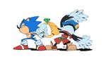 anthro belt big_collar bottomwear clothing collar duo fight footwear gem gloves handwear hat headgear headwear long_ears male oversized_collar ring shoes shorts tugging aryelsereio bandai_namco classic_sonic_(universe) klonoa_(series) sega sonic_the_hedgehog_(series) classic_sonic klonoa sonic_the_hedgehog domestic_cat eulipotyphlan felid feline felis hedgehog mammal crossover hi_res