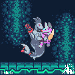 abdominal_bulge anthro biped duo ejaculation erection male male/male orgasm skewer split_form underwater water zero_gravity ses_vanbrubles star_spawn mustard_(ses_vanbrubles) canid canine fennec_fox fish fox mammal marine merfolk true_fox 1:1 animated digital_media_(artwork) pixel_(artwork) shaded simple_shading