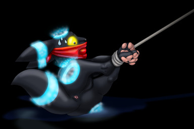 anus backsack balls bdsm black_body black_fur bondage bound butt captured cloth_gag feet feral feral_bondage fur gag gagged genitals hogtied male pawpads paws restraints rope rope_bondage simple_background soles solo raptorroper nintendo pokemon eeveelution generation_2_pokemon pokemon_(species) shiny_pokemon umbreon 3:2 digital_drawing_(artwork) digital_media_(artwork) hi_res