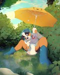 ageplay anthro bodily_fluids clothed clothing diaper genital_fluids infantilism male outside public raining roleplay solo umbrella unclean_diaper urine used_diaper wearing_diaper wet_diaper wetting crinklemouse canid canine canis domestic_dog mammal 4:5 absurd_res hi_res