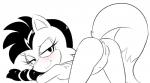 2016 anthro anus archie_comics ass_up bedroom_eyes biped black_nose blush breasts butt canid canine canis clitoris digital_drawing_(artwork) digital_media_(artwork) female fur genitals hair half-closed_eyes hi_res looking_at_viewer looking_back lupe_the_wolf mammal monochrome narrowed_eyes navel nude presenting presenting_hindquarters pussy seductive sega smile solo sonic_the_hedgehog_(archie) sonic_the_hedgehog_(comics) sonic_the_hedgehog_(series) tenshigarden wolf