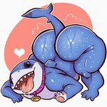 ambiguous_gender anthro ass_up big_butt bodily_fluids butt collar feral heart_symbol huge_butt male paws presenting presenting_hindquarters saliva sharp_teeth solo tail teeth tongue tongue_out wet lewdbeef jeff_the_land_shark fish marine shark 1:1 hi_res