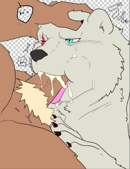 anthro bodily_fluids claws cum cum_in_mouth cum_inside cum_on_face duo erection fellatio fur genital_fluids genitals head_grab male male/male oral penile penis penis_in_mouth pubes sex tongue tongue_out tongue_out_fellatio vein veiny_penis white_body white_fur naku469m sdorica crushfang_(sdorica_sunset) bear mammal polar_bear ursine