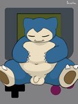 anthro balls claws eyes_closed flaccid foreskin genitals humanoid_genitalia humanoid_penis male overweight overweight_male penis sitting sleeping solo conditional_dnp pawsta game_boy game_boy_family nintendo pokemon generation_1_pokemon pokemon_(species) snorlax 3:4 hi_res