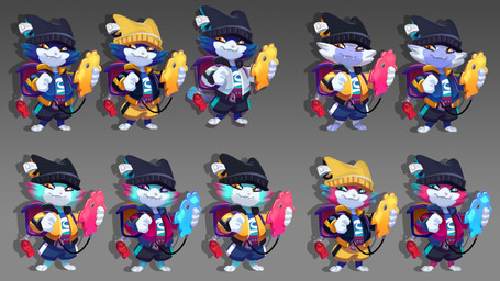 3_toes 4_fingers anthro backpack barefoot beanie black_beanie black_bottomwear black_clothing black_hat black_headwear black_jacket black_shorts black_topwear blue_body blue_claws blue_clothing blue_eyes blue_fur blue_markings blue_shirt blue_stripes blue_tail_tip blue_topwear bottomwear cable cheek_tuft claws closed_smile clothed clothed_anthro clothed_male clothing courier dipstick_tail facial_tuft fangs fanny_pack feet finger_claws fingers fluffy fluffy_tail fully_clothed fully_clothed_anthro fully_clothed_male fur fur_markings gradient_background grey_background grey_clothing grey_jacket grey_topwear hat headgear headwear holding_tablet jacket light looking_at_viewer male male_anthro markings mouth_closed multicolored_body multicolored_bottomwear multicolored_clothing multicolored_fur multicolored_shorts open_clothing open_jacket open_topwear orange_eyes pink_body pink_fur pink_nose pink_tail purple_eyes red_backpack red_clothing red_jacket red_topwear shirt shorts simple_background smile smiling_at_viewer solo striped_markings striped_tail stripes symbol tail tail_markings teeth text three-quarter_view title toes topwear tuft two_tone_bottomwear two_tone_clothing two_tone_shorts two_tone_tail white_background white_body white_fur yellow_backpack yellow_beanie yellow_bottomwear yellow_clothing yellow_hat yellow_headwear yellow_jacket_(clothing) yellow_shorts yellow_topwear zipper giacomo_boni roloverit rol_(roloverit) domestic_cat felid feline felis mammal 16:9 2022 4k absurd_res adobe_photoshop_(artwork) colored concept_art digital_drawing_(artwork) digital_media_(artwork) english_description hi_res lighting official_art shaded widescreen