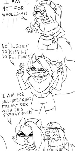 adult_on_young age_difference air_quotes angry anthro breasts bulge cleavage clothed clothing collar dialogue duo female fur hair lifting_another male male/female older_female older_on_young shota simple_background size_difference text young young_anthro young_male younger_anthro younger_male imierbenety hellaverse helluva_boss mythology background_character loona_(helluva_boss) the_hellhound_kid canid canid_demon canine demon hellhound mammal mythological_canine mythological_creature 2023 absurd_res black_and_white comic digital_drawing_(artwork) digital_media_(artwork) english_text hi_res monochrome sketch