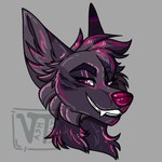 anthro fangs female highlights_(coloring) pink_highlights purple_eyes red_nose smile solo teeth teeth_showing vashtwiist pelusa arctic_wolf canid canine canis mammal wolf 1:1 headshot_portrait portrait