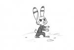 anthro arms_out clothed clothing disney fuel_(artist) greyscale jack_savage lagomorph leporid looking_up male mammal monochrome rabbit simple_background solo suit white_background zootopia