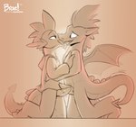 aged_up animal_genitalia animal_penis anthro bodily_fluids bottomless braeburned clothed clothing digital_media_(artwork) dragon drooling duo erection eye_contact fizzle_(mlp) french_kissing friendship_is_magic frottage genital_fluids genitals hasbro hi_res kissing knot looking_at_another looking_at_partner male male/male membrane_(anatomy) membranous_wings my_little_pony mythological_creature mythological_scalie mythology open_mouth penile penis precum saliva saliva_string scalie sex simple_background spike_(mlp) tail tongue wings