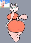 anthro big_butt breasts butt clothing clothing_grab dress female looking_back looking_down pink_body red_clothing red_dress side_boob solo tail thick_thighs yuckyalternate super_planet_dolan shima_luan domestic_cat felid feline felis mammal 2024 digital_media_(artwork) reference_image