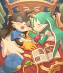 anthro bed bedding blanket blush bracelet clothing cuddling duo furniture gloves hand_holding handwear hat headgear headwear jewelry love male male/male nude ring scarf shota sleeping storybook young young_anthro amber_graygamma bandai_namco klonoa_(series) king_of_sorrow klonoa domestic_cat felid feline felis mammal hi_res