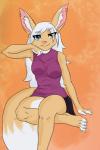 :3 anthro biped clothed clothing ear_piercing female hair heterochromia inner_ear_fluff looking_at_viewer piercing sitting smile solo tuft white_hair akiric rose_dandy-ba canid canine fennec_fox fox mammal true_fox 2016