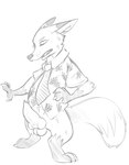 anthro balls clothing erection genitals knot male mind_control necktie penis shirt solo topwear transformation onigrift disney zootopia nick_wilde canid canine fox mammal red_fox true_fox