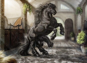 animal_genitalia animal_penis big_penis black_body black_fur black_hooves black_mane black_penis black_tail bodily_fluids equine_genitalia equine_penis erection excessive_genital_fluids excessive_precum feral flared_penis fur genital_fluids genitals hooves huge_penis hyper_precum looking_at_viewer male male_feral mane medial_ring muscular muscular_feral muscular_male penis precum precum_puddle precum_squirt red_eyes side_view solo tail scarlanya draft_horse equid equine horse mammal absurd_res detailed hi_res huge_filesize signature