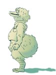 anthro beak big_butt butt butt_focus clothed clothing feathers feet green_body green_feathers huge_butt male open_mouth simple_background solo text smokedsoul35 don't_hug_me_i'm_scared duck_guy_(dhmis) avian bird 3:4 digital_media_(artwork) hi_res