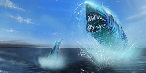 ambiguous_gender attack black_eyes blue_body blue_skin blue_sky boat cloud creepy day detailed_background dorsal_fin duo feral fin jumping macro multicolored_body multicolored_skin open_mouth outside sea seascape sharp_teeth sky solo_focus teeth two_tone_body two_tone_skin vehicle water watercraft white_body white_skin zomacaius aquatic fish shark 2013 digital_media_(artwork)
