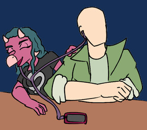 2_horns anthro bald blue_hair cellphone clothing crossed_arms dreadlocks duo earbuds electronics eyelashes eyes_closed female green_clothing green_jacket green_topwear hair headphones horn jacket light-skinned_male light_body light_skin listening_to_music long_hair male open_mouth open_smile phone pink_body pink_scales scales simple_background smartphone smile snout topwear transparent_background jacket_ignites third-party_edit cavemanon_studios snoot_game anon_(snoot_game) babs_(snoot_game) ankylosaurian ankylosaurid ankylosaurus dinosaur human mammal ornithischian prehistoric_species reptile scalie thyreophoran 2024 alpha_channel color_edit colored digital_drawing_(artwork) digital_media_(artwork)