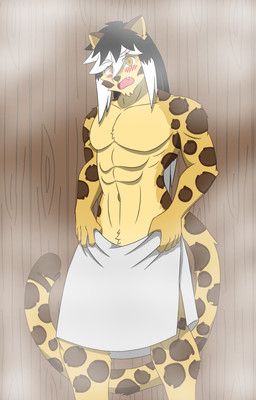 anthro male sauna solo unknown_artist felid leopard mammal pantherine absurd_res hi_res