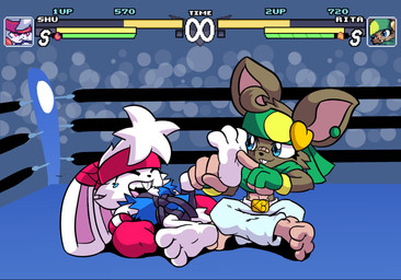 anthro duo feet female foot_fetish foot_focus male paws ring tickling tickling_feet innerkero keroberry1 rita_(keroberry1) shu_(keroberry1) lagomorph leporid mammal murid murine rabbit rat rodent hi_res