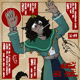 5_fingers 6_fingers brown_hair chart clothed clothing eyewear fingers gibberish glasses graph hair leaf male pointy_ears poster propaganda_poster restrained_arms scientific_instrument sharp_teeth solo tail tanuki_leaf teeth text thermometer kawattame voices_of_the_void dr._kel fairy humanoid seelie 1:1 colored hi_res