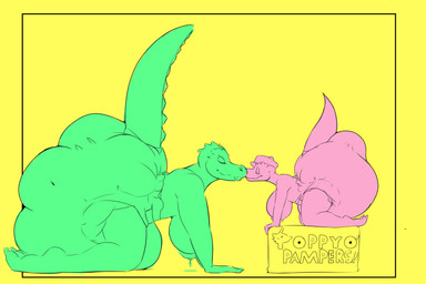 anthro big_breasts bodily_fluids breasts clothing diaper duo excessive_feces feces female full_diaper hyper hyper_feces hyper_soiling lactating nipples non-mammal_breasts non-mammal_nipples nuzzling scatplay side_view simple_background size_difference soiled_diaper soiling unclean_diaper used_diaper drchops crocodile crocodilian reptile scalie 3:2 colorful_theme digital_drawing_(artwork) digital_media_(artwork) full-length_portrait hi_res portrait