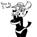 anthro big_breasts bikini breasts cleavage clothed clothing female fleischer_style_toon simple_background smile solo swimwear thick_thighs toony two-piece_swimsuit wide_hipped_female wide_hips tooneyd disney mickey_mouse_shorts topsy_(disney) canid canine canis domestic_dog mammal 1:1 monochrome