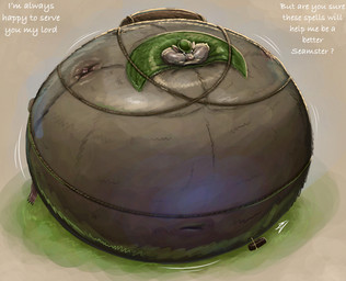 anthro backpack ball belly belly_expansion big_belly big_cheeks bloated body_inflation cheek_expansion claws clothed clothing dialogue expansion fur hat headgear headwear huge_belly huge_cheeks hyper hyper_belly hyper_cheeks hyper_inflation immobile inflation male navel partially_clothed paws rope solo spherical_inflation sunken_limbs text topwear whiskers ian-exe elden_ring fromsoftware boc_the_seamster demi-human_(elden_ring) 2024 hi_res signature
