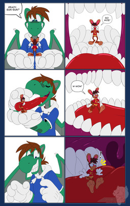 3_toes 4_fingers anthro big_feet big_tongue cartoon_gloves duo feet fingers inside_mouth macro male male/male mawplay micro pawpads paws prank red_tongue size_difference soft_vore soles tail text toes tongue tongue_out toony uvula vore whiskers wings crocdragon89 mythology joshua_edgars_(crocdragon89) roderick_(tamerkoh) toon_joshua_edgars_(crocdragon89) dragon lagomorph leporid mammal mythological_creature mythological_scalie rabbit scalie absurd_res alpha_channel comic english_text hi_res