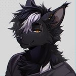anthro clothing fluffy male piercing scar shirt smile smiling_at_viewer solo t-shirt topwear agrixxx canid canine canis mammal wolf 1:1 absurd_res digital_media_(artwork) headshot_portrait hi_res portrait