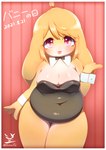 ahoge anthro belly bent_arm big_belly big_breasts biped black_bow_tie black_clothing black_leotard border bow_tie breasts bunny_costume cleavage clothed clothing costume curvy_figure eyelashes female fur hair kemono leotard logo navel_outline orange_body orange_fur orange_hair pink_eyes shirt_collar shirt_cuffs solo text thick_thighs tongue tongue_out voluptuous white_border white_shirt_collar white_shirt_cuffs usssar12 tsukumo_(usssar12) lagomorph leporid mammal rabbit 2021 artist_logo artist_name hi_res japanese_text