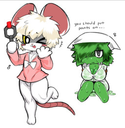 anthro big_breasts breasts clothing crossgender duo female female_humanoid ftm_crossgender male male_anthro mtf_crossgender nipple_outline one_eye_closed simple_background text wet wet_clothing white_background churroo711 terrible_mouse damm_(terrible_mouse) lorna_(terrible_mouse) goo_creature goo_humanoid humanoid mammal mouse murid murine rodent english_text hi_res