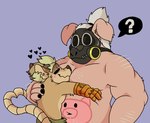 anthro belly blush duo eyes_closed gas_mask hug humanoid_hands male male/male mask overweight overweight_male question_mark lewdookami blizzard_entertainment overwatch junkrat_(overwatch) roadhog_(overwatch) domestic_pig mammal murid murine rat rodent suid suina sus_(pig) 2021