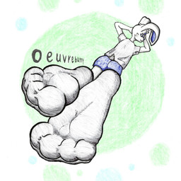 4_toes anthro ballpoint blue_bottomwear blue_clothing blue_eyes blue_nose blue_shorts bottomwear clothing feet femboy foot_fetish foot_focus footwear hands_behind_head looking_at_viewer looking_back lying male on_front rear_view scut_tail shirt short_tail shorts simple_background socks soles solo t-shirt tail toes toony topwear white_body oeuvrebunny lagomorph leporid mammal rabbit 1:1 better_version_at_paywall better_version_at_source colored_pencil_(artwork) graphite_(artwork) hi_res traditional_media_(artwork)