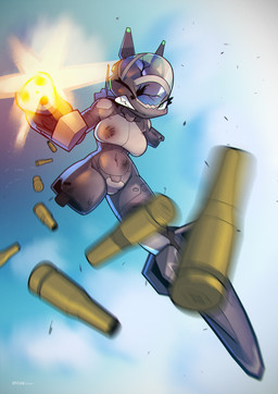 2_missing_limbs aircraft ammunition amputee anthro battle_damage breasts clenched_teeth cracked_glass disability female firing_weapon gatling_gun gun kemono machine machine_gun minigun missing_arm missing_leg navel one_eye_closed ranged_weapon shooting simple_background solo teeth vehicle violence weapon sat_v12 f-35_lightning_ii lockheed_martin mila_(sat_v12) aeromorph living_aircraft living_machine living_vehicle robot 2024 absurd_res digital_media_(artwork) hi_res