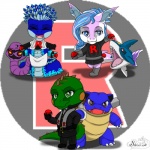 ambiguous_gender anthro apode chibi feathers female feral group holding_object holding_pokeball legless male multi_arm multi_limb pokeball serpentine standard_pokeball sub-tympanic_shield shiarah nintendo pokemon team_rocket april raiden_(raidens_claws) arbok blastoise draconcopode fish generation_1_pokemon generation_3_pokemon iguana iguanid lizard marine naga pokemon_(species) reptile scalie shark sharpedo snake 1:1