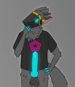 4_ears 4_fingers balls big_balls big_penis bodily_fluids cigarette claws clothing erection fingers fluffy genital_fluids genitals glowing glowing_genitalia glowing_penis knot knotted_penis leaking_precum machine male messy_fur morning_wood multi_ear penis precum pubes shirt smoking smoking_cigarette solo sweat sweaty_balls sweaty_genitalia t-shirt tired topwear visor d0ne carpenter_brut protogen