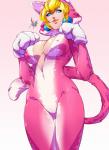 big_breasts blonde_hair blue_eyes breasts cat_costume cat_suit_(mario) cleavage clothed clothing costume ear_piercing fake_cat_ears fake_ears female fur fursuit gloves hair handwear lips looking_down not_furry piercing pink_body pink_fur short_hair simple_background smile solo standing tight_clothing white_body white_fur xdtopsu01 mario_bros nintendo cat_peach princess_peach human mammal 2015 absurd_res grandfathered_content hi_res signature