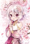 accessory cherry_blossom clothed clothing female flower flower_in_hair grey_hair hair hair_accessory holding_flower holding_object humanoid_pointy_ears not_furry plant pointy_ears prunus_(flower) red_eyes solo mauve_(artist) cygames princess_connect! princess_connect!_re:dive kokkoro_(princess_connect!) elf humanoid 2020