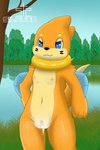 blue_eyes bodily_fluids breasts clitoris cum cum_in_pussy cum_inside female feral forest fur genital_fluids genitals heart_eyes heart_symbol jungle looking_at_viewer navel orange_body orange_fur plant pussy sea smile solo tree vaginal_fluids water silavos nintendo pokemon buizel generation_4_pokemon mammal pokemon_(species) hi_res watermark