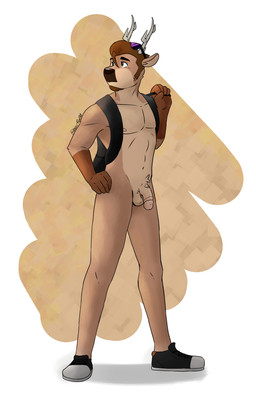anthro antlers backpack balls bare_chest beard circumcised circumcision_scar clothing eyewear eyewear_on_head facial_hair footwear fur genital_scar genitals green_eyes hair horn male pecs penis scar shoes solo sunglasses sunglasses_on_head wearing_sunglasses conditional_dnp gearfox98 hector_(gearfox98) deer mammal 2025 digital_drawing_(artwork) digital_media_(artwork) full-length_portrait hi_res portrait