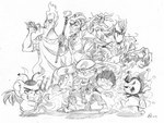 chibi female group male spade_tail tail teeth mariods_(artist) batman_(series) cartoon_network dc_comics disney hamtaro_(series) marvel onegai_my_melody powerpuff_girls sanrio spider-man_(series) carnage_(marvel) kuromi rowdyruff_boys spat_(hamtaro) cricetid demon hamster human lagomorph leporid mammal rabbit rodent absurd_res hi_res monochrome