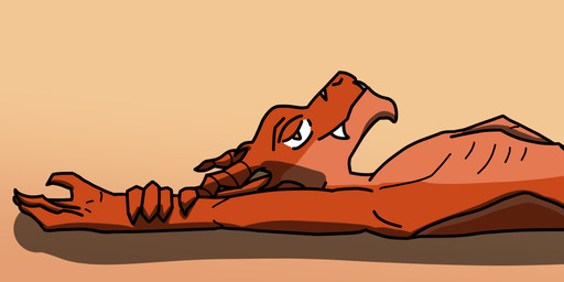 anthro bedroom_eyes countershading digitigrade emaciated fangs lying male narrowed_eyes nude on_side seductive side_view slim solo stretching teeth cronkle(artist) cronkle kobold scalie absurd_res hi_res
