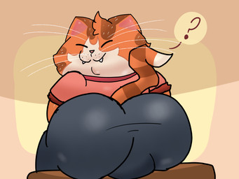 abstract_background anthro big_butt butt butt_focus cat_tail cheek_tuft clothed clothing countershading cute_fangs eyes_closed facial_tuft fangs fur huge_butt looking_at_viewer male markings orange_body orange_fur orange_markings orange_nose pointy_ears prick_ears question_mark rear_view simple_background slightly_chubby slightly_chubby_male smile solo striped_markings striped_tail stripes tail tail_markings teeth thin_tail toony tuft whiskers white_body white_countershading ugly-rat15508 raymond_(ugly-rat15508) domestic_cat felid feline felis mammal 4:3 hi_res shaded