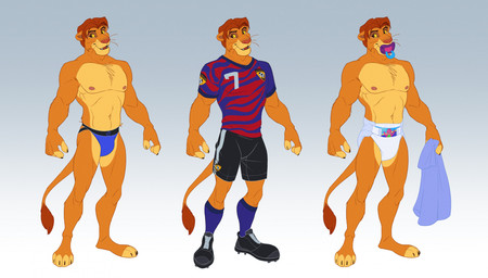 anthro bottomwear clothing diaper jockstrap male object_in_mouth pacifier pacifier_in_mouth pecs shirt shorts solo topwear underwear colt3n disney the_lion_king simba_(the_lion_king) felid lion mammal pantherine hi_res