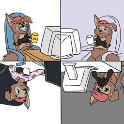 anthro computer container cup electronics female solo k2146938 prostokvashino tama-tama hybrid 1:1 meme