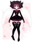 ambiguous_gender bangs black_hair blush bodily_fluids bruised bruised_leg clothed clothing eye_waterline eyebrows eyelashes feathered_wings feathers footwear hair legwear lips looking_at_viewer not_furry pear-shaped_figure scar self-harm_scars simple_background socks solo thick_thighs thigh_highs wide_hips wings dreamalgia ash_kinoshita angel angel_humanoid humanoid mammal winged_humanoid absurd_res digital_media_(artwork) hi_res nonbinary_(lore)