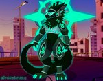 anthro cybernetics fluffy green_background machine male protogen_armor protogen_face protogen_visor simple_background solo dreiden background_character dreiden_dorian alien cyborg protogen absurd_res hi_res