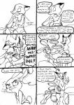2016 angry anthro bare_chest bed canid canine clothing comic confusion cuddling death_stare disney embrace english_text eric_schwartz eyes_closed female fox furniture heart_symbol hi_res hug judy_hopps lagomorph leporid male mammal monochrome nick_wilde on_bed predator/prey rabbit red_fox romantic romantic_couple sharp_teeth simple_background sitting smile teeth text true_fox underwear zootopia