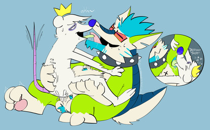 anal anal_penetration anthro armpit_fetish armpit_hair armpit_lick armpit_play bodily_fluids body_hair chest_tuft collar cum cum_in_ass cum_inside duo fur genital_fluids green_body green_fur licking male male/male mohawk penetration sex spiked_collar spikes tail tail_motion tailwag tongue tuft white_body white_fur srirachamander armadillo hybrid mammal mouse murid murine rodent xenarthran absurd_res hi_res